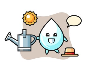Cartoon character of milk drop holding watering can