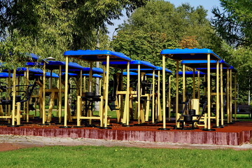 Sports equipment in the city park.