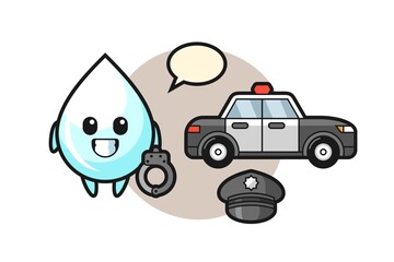Cartoon mascot of milk drop as a police