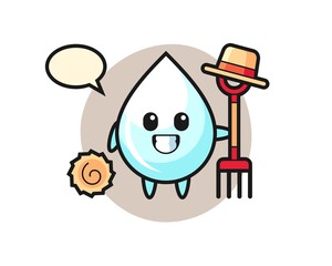 Mascot character of milk drop as a farmer