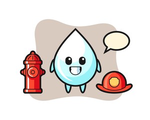 Mascot character of milk drop as a firefighter