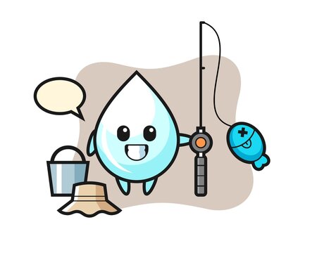 Mascot character of milk drop as a fisherman