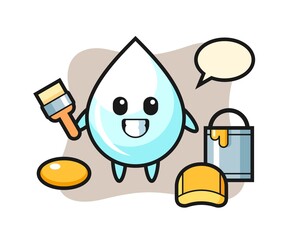 Character Illustration of milk drop as a painter