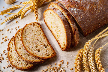 Delicious mixed rye bread, also called gray bread