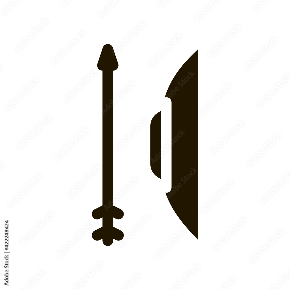 Poster ancient bow and arrow tool icon vector