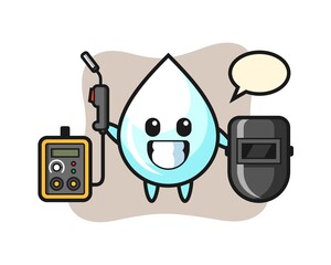 Character mascot of milk drop as a welder