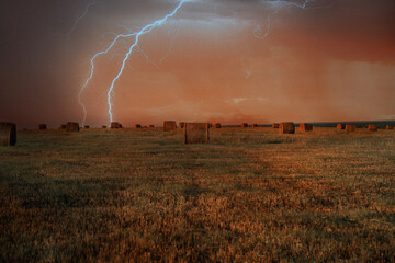 lightning over the field