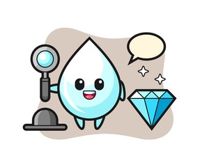 Illustration of milk drop character with a diamond