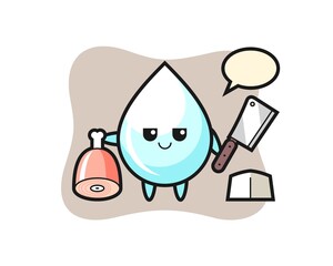 Illustration of milk drop character as a butcher