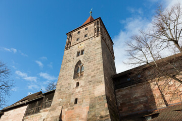 fortress wall in the city of Rothenburg ob der Tauber, Bavaria, Germany