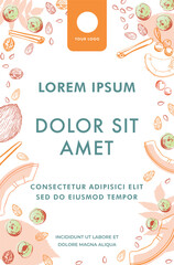 Granola Label Sticker design for snack, illustrator format.