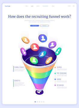 Recruiting Funnel, Hiring Isometric Landing Page