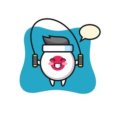 japan flag badge character cartoon with skipping rope 