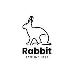 Rabbit line art logo design. Minimal Line art Outline Rabbit Icon Logo Design | Creative Rabbit Logo Design - Vector