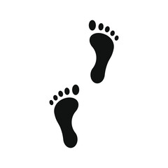 Fototapeta na wymiar Footprint vector icon. Bare human foot print symbol. Walk and step sign. Pace imprint logo. Barefoot step mark silhouette. 