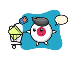 japan flag badge illustration cartoon with a shopping cart