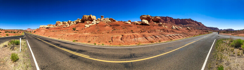 Road across Capitol Reef National Park, Utah - Panoramic view