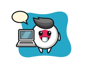 Mascot Illustration of japan flag badge with a laptop