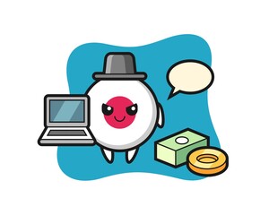 Mascot Illustration of japan flag badge as a hacker