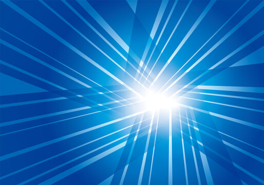 光に向かう集中線の青い背景イメージイラスト