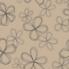 Fototapeta premium floral seamless pattern of abstract flowers, stylized plants for Wallpaper, postcards, wrapping paper or fabric