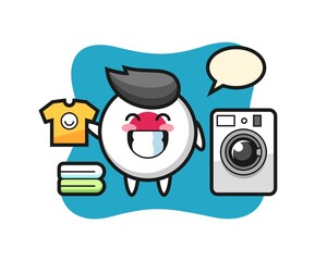 Mascot cartoon of japan flag badge with washing machine