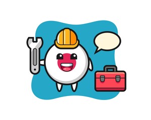 Mascot cartoon of japan flag badge as a mechanic