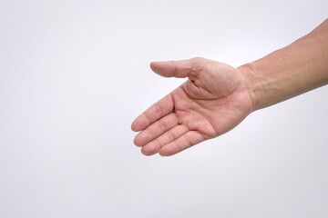 Hand reaching down, open palm to help gesture