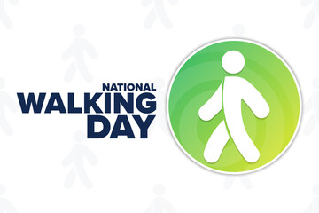 National Walking Day. First Wednesday of April. Holiday concept. Template for background, banner, card, poster with text inscription. Vector EPS10 illustration.