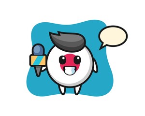 Character mascot of japan flag badge as a news reporter