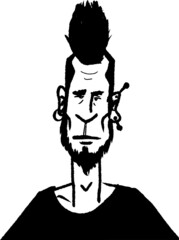 vector illustration of punk guy isolated. portrait