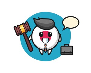 Illustration of japan flag badge mascot as a lawyer