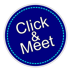 Click and Meet sticker on white background - illustration