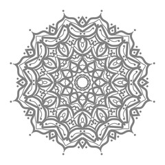 Doodle monochrome lace mandala pattern. Emblem luxury beauty spa, cosmetics, jewelry, hotel, restaurant. Wedding elegant outline frame. Vector floral luxury curve logo design. Round gold ornate frame.