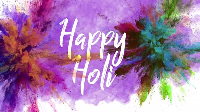 Holi Festival of Colors Greetings - Abstract multi-color powder explosion