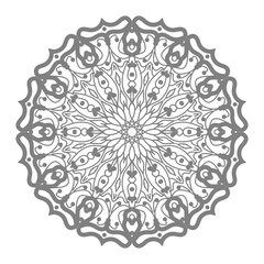 Doodle monochrome lace mandala pattern. Emblem luxury beauty spa, cosmetics, jewelry, hotel, restaurant. Wedding elegant outline frame. Vector floral luxury curve logo design. Round gold ornate frame.