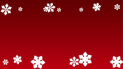 Christmas  Vector Background with Falling Snowflakes. Isolated on Red Background. Realistic Snow Sparkle Pattern. Snowfall Overlay Print. Winter Sky. Papercut Snowflakes.