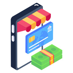 
Icon of payment method in isometric design 


