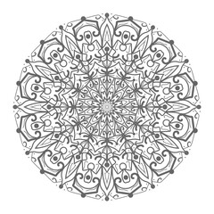 Doodle monochrome lace mandala pattern. Emblem luxury beauty spa, cosmetics, jewelry, hotel, restaurant. Wedding elegant outline frame. Vector floral luxury curve logo design. Round gold ornate frame.