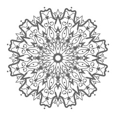 Doodle monochrome lace mandala pattern. Emblem luxury beauty spa, cosmetics, jewelry, hotel, restaurant. Wedding elegant outline frame. Vector floral luxury curve logo design. Round gold ornate frame.