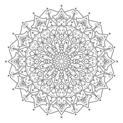 Doodle monochrome lace mandala pattern. Emblem luxury beauty spa, cosmetics, jewelry, hotel, restaurant. Wedding elegant outline frame. Vector floral luxury curve logo design. Round gold ornate frame.