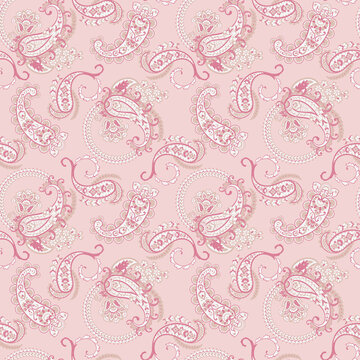 Floral Seamless pattern with paisley ornament