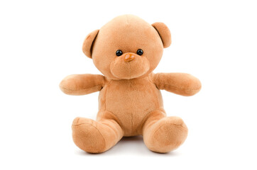 Brown teddy bear on a white background, isolate. Children's soft toy