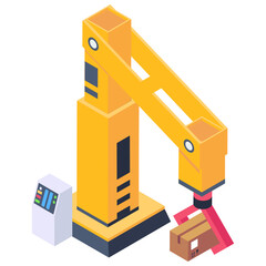 
Industrial robot in isometric trendy style icon, 

