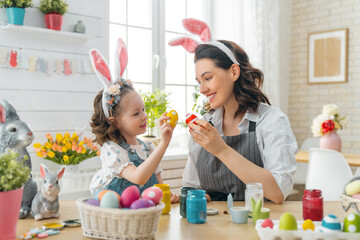 Happy family are preparing for Easter