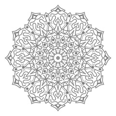 Doodle monochrome lace mandala pattern. Emblem luxury beauty spa, cosmetics, jewelry, hotel, restaurant. Wedding elegant outline frame. Vector floral luxury curve logo design. Round gold ornate frame.