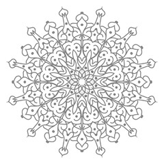 Doodle monochrome lace mandala pattern. Emblem luxury beauty spa, cosmetics, jewelry, hotel, restaurant. Wedding elegant outline frame. Vector floral luxury curve logo design. Round gold ornate frame.