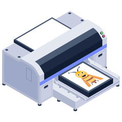 
DTG printer in isometric trendy design vector


