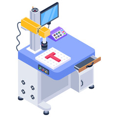
Laser printing machine in isometric trendy design vector

