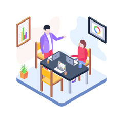 
Working briefing isometric illustration 

